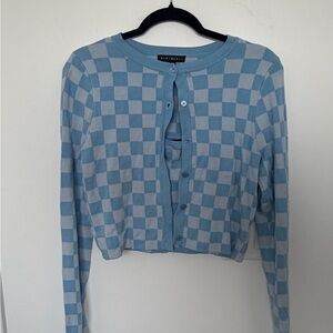 Blue Checkered Cardigan with matching tank